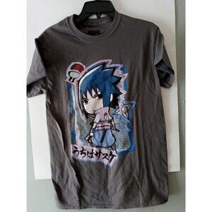 Naruto Anime Men Grey T Shirt SM Chibi Sasuke Uchiha 20th Ripple Junction